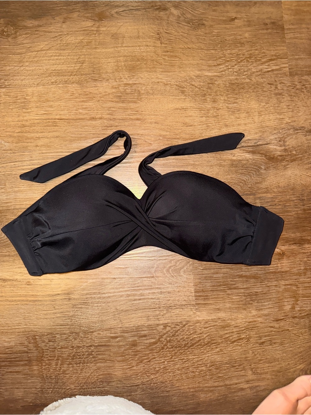 VS Pink Black Twist-Front Bandeau Push Up Swim Top - Women